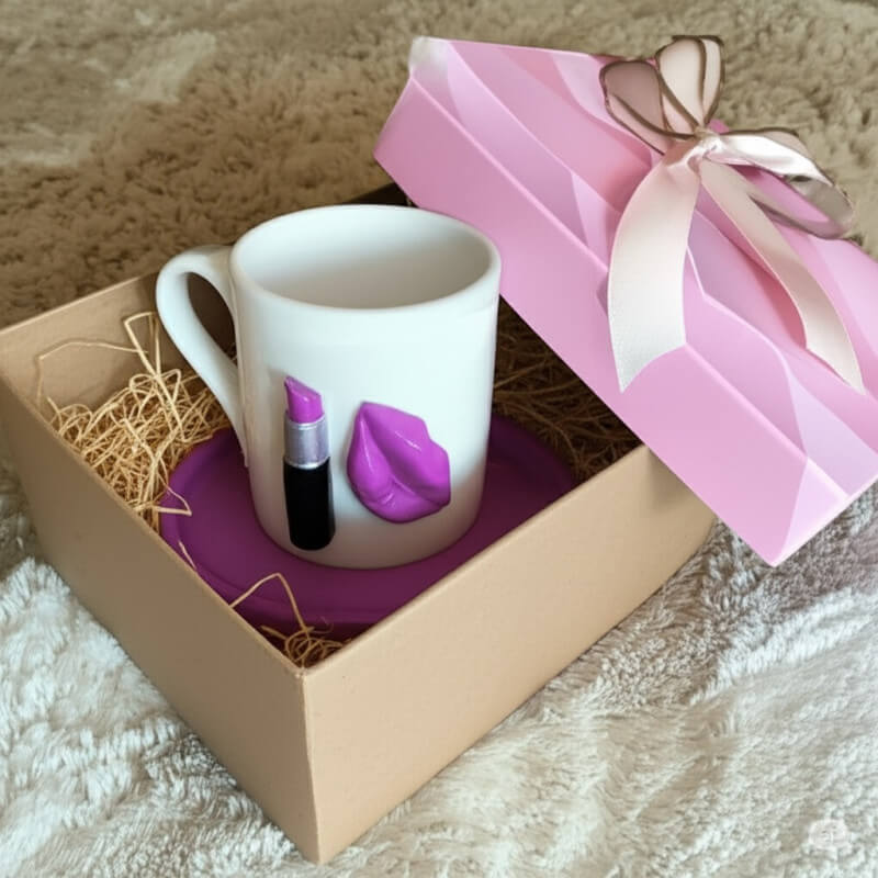 Rujlu Öpücük Mor Kahve Fincanı