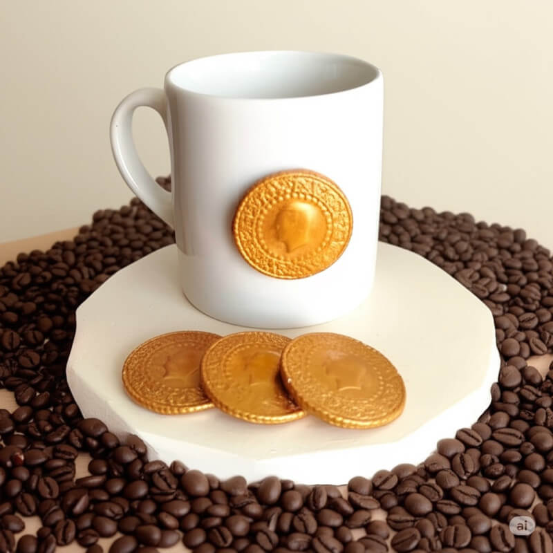 Tasarım Altınlı Kahve Fincanı