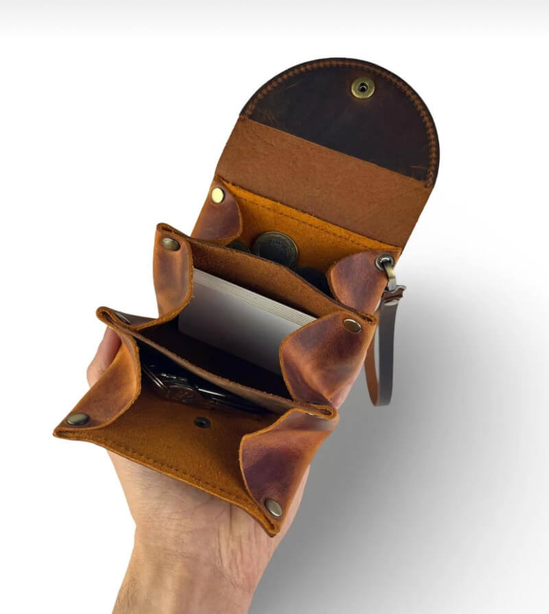 Deri Desenli Körüklü Cüzdan