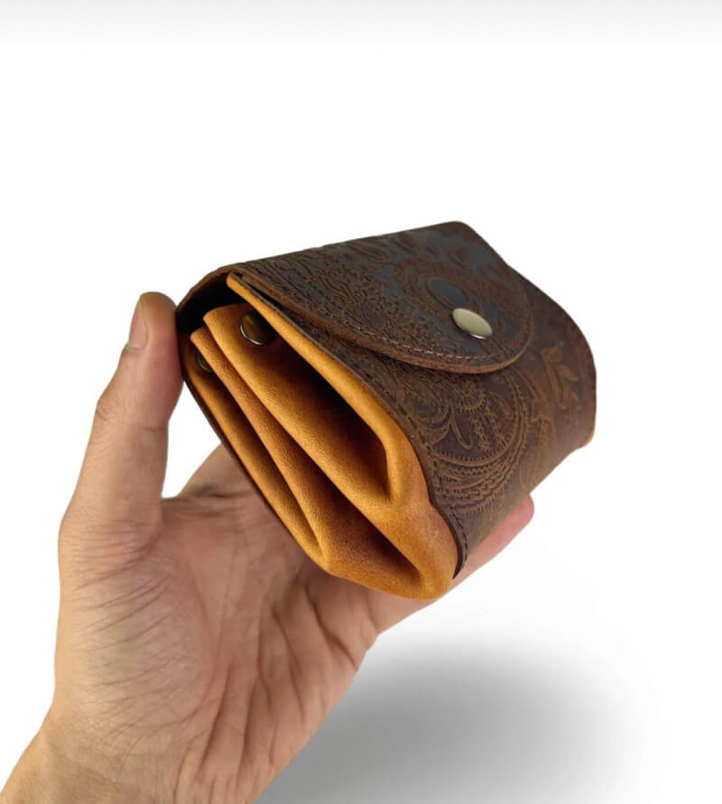 Deri Desenli Körüklü Cüzdan