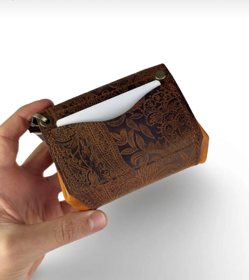 Deri Desenli Körüklü Cüzdan