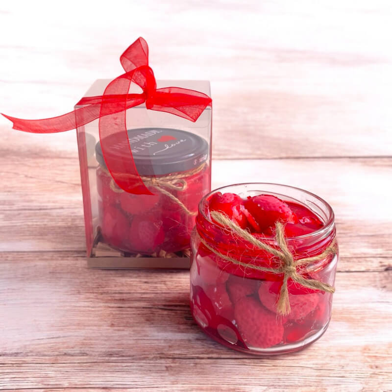 Çilek Reçeli Soya Mum - Orta Boy