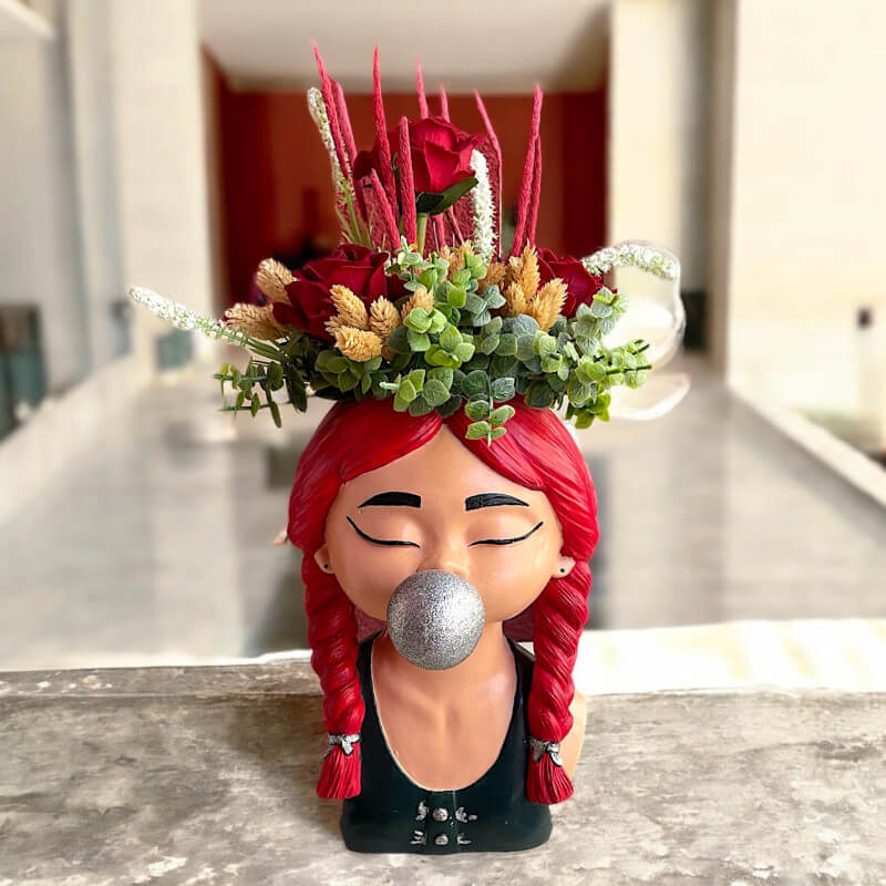 Solmayan Güllü Sakız Kız Vazo