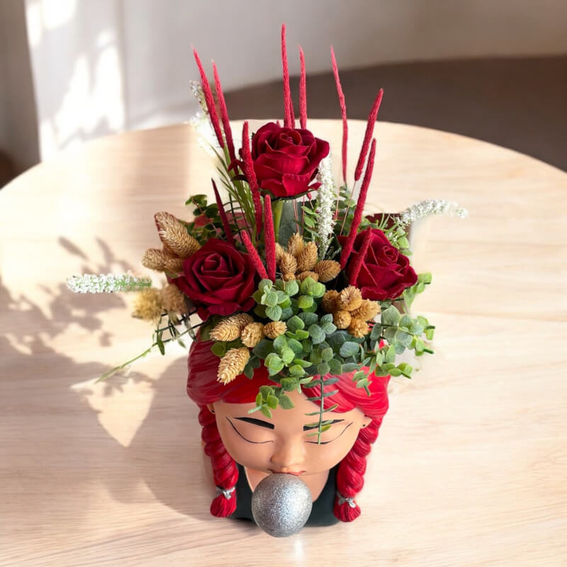 Solmayan Güllü Sakız Kız Vazo