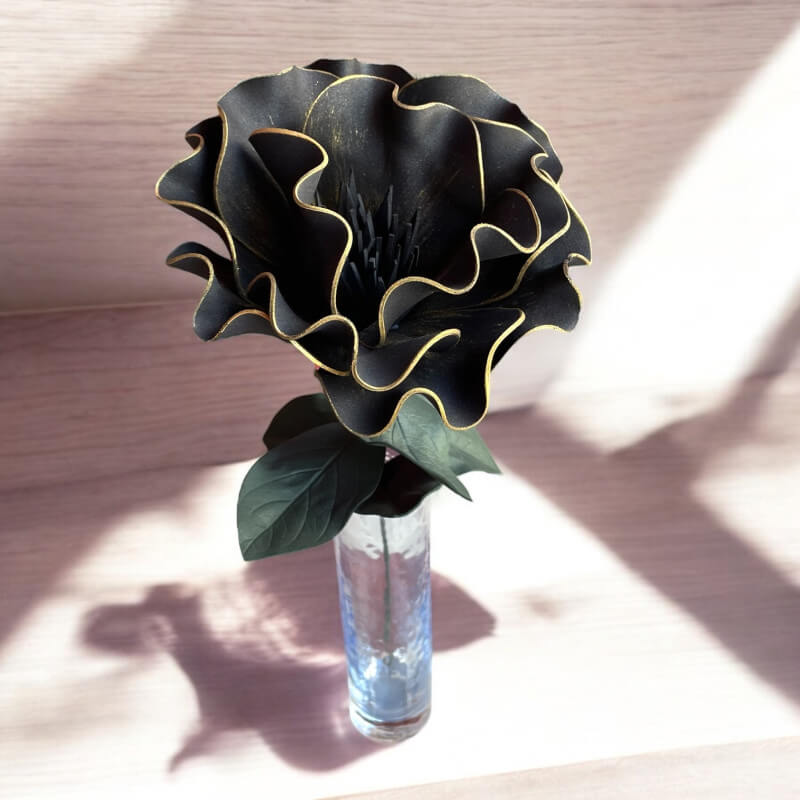 Dekoratif Büyük Boy Manolya Eva Çiçek - Siyah Gold