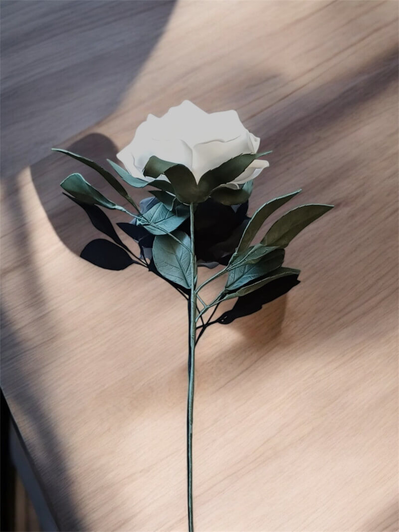 Dekoratif Eva Büyük Boy Beyaz Gül