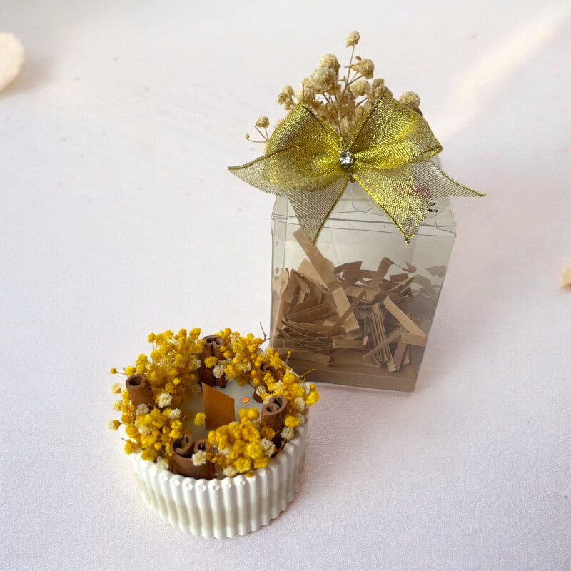 Ayçiçek Fincan ve Tarçınlı Mum Set