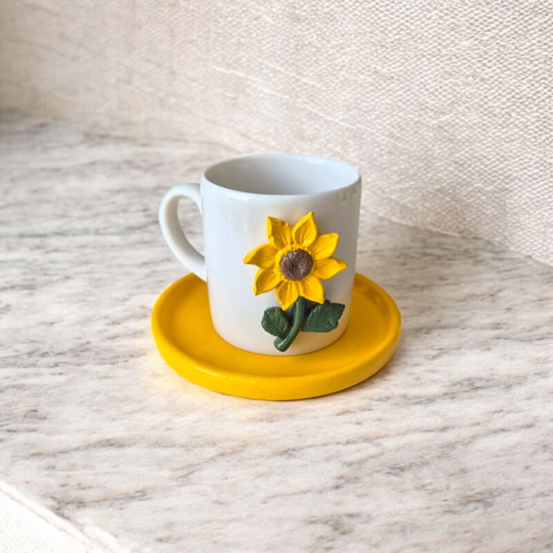 Canım Annem Mum ve Ayçiçek Fincan Set