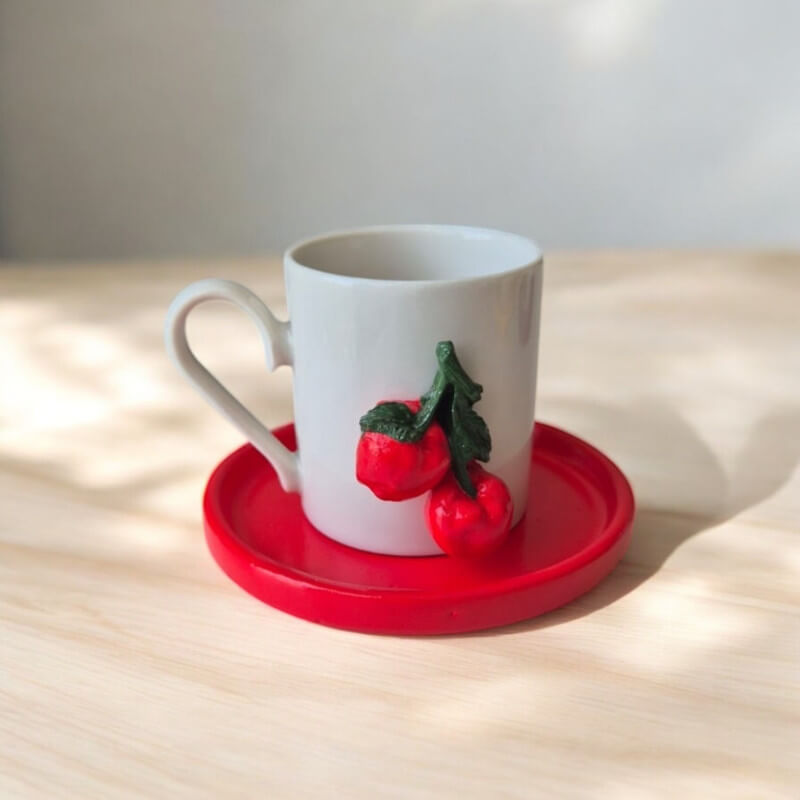 Kirazlı Fincan ve Çilekli Mum Set