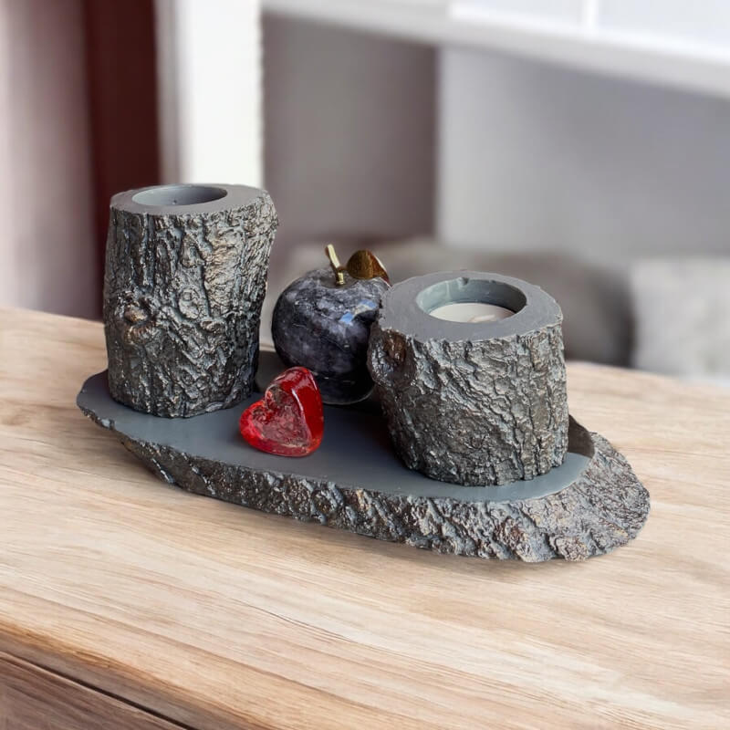 Onyx Doğal Taş Elmalı Dekoratif Mumluk Set