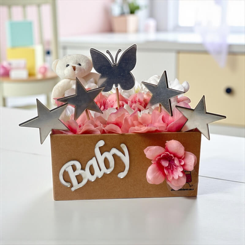 Baby Ayıcıklı Silver Yıldız Çiçek Aranjman