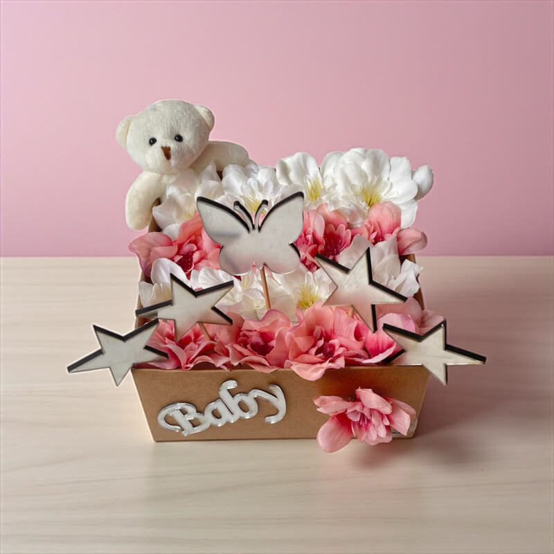 Baby Ayıcıklı Silver Yıldız Çiçek Aranjman