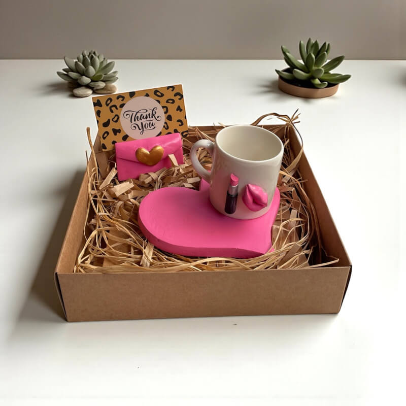 Pembe Kalp Fincan Notluk Set