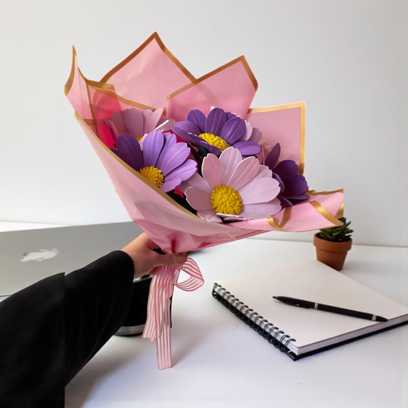 Mor Tonlar Eva Papatya Buket