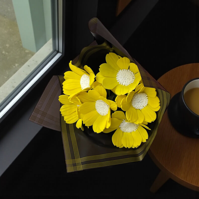 Sarı Eva Papatya Buket