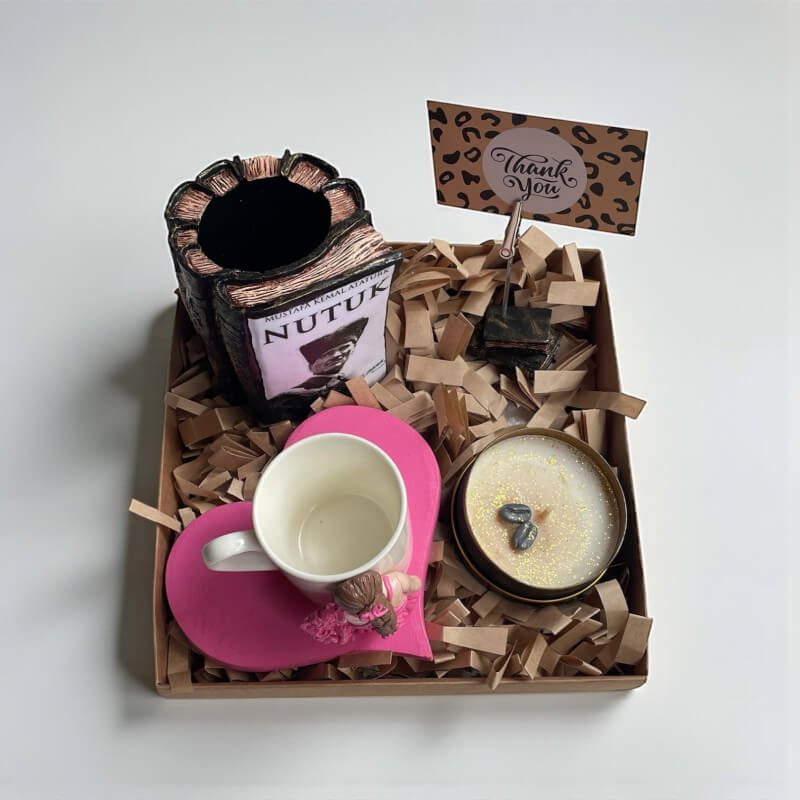 Öğretmenlere Özel Nutuk Kalemlik Notluk Fincan Mum Set