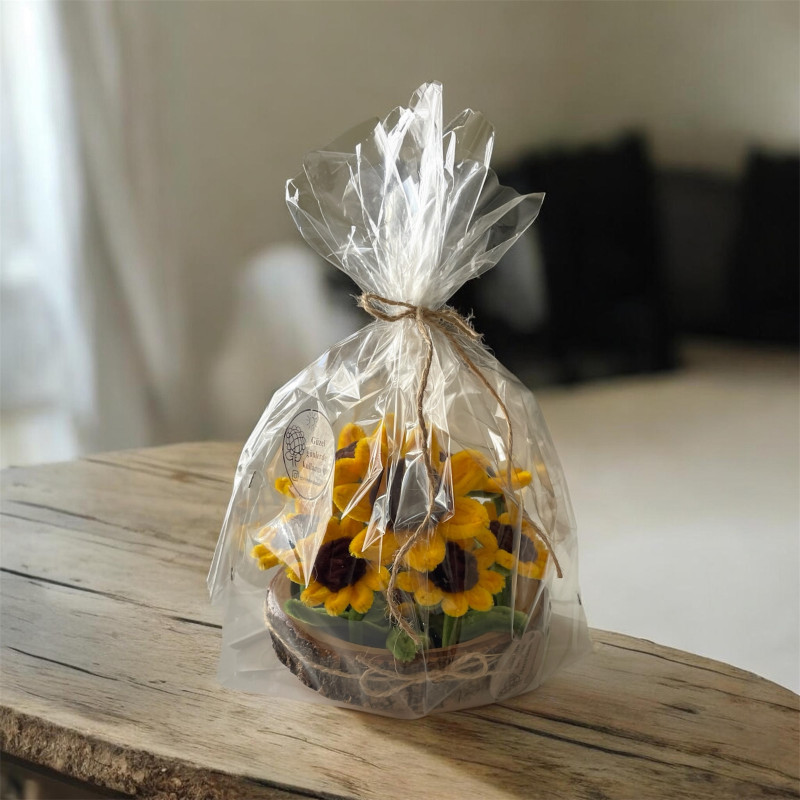 Ahşap Kütükte Ayçiçek Tarlası