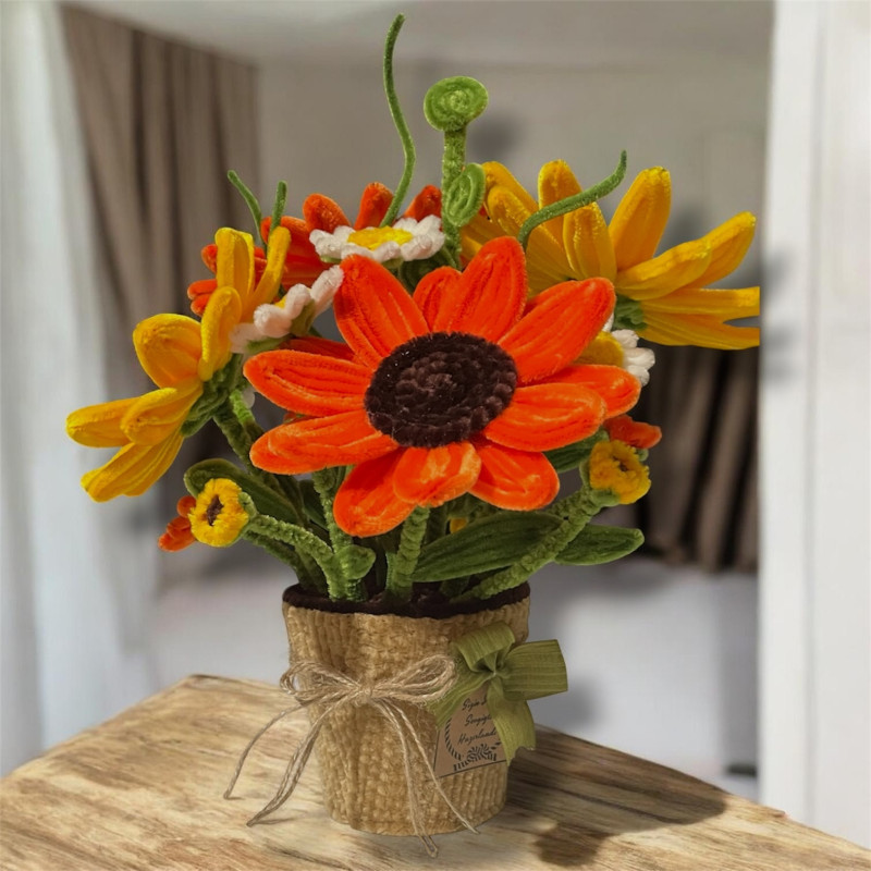 Şönil Saksılı Ayçiçek Tasarım