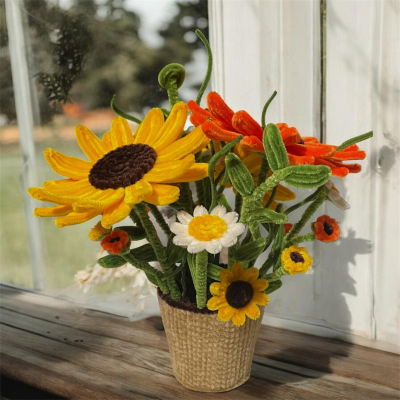 Şönil Saksılı Ayçiçek Tasarım